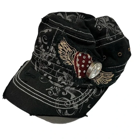 Cowgirl Jewels Distressed Trucker Hat With Swarovski Crystal Ladies NWOT